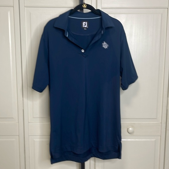 FJ Mens Solid Lisle Performance Golf Shirt Navy Polo Short Sleeve Size Medium - Picture 1 of 9